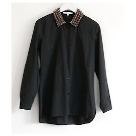Carven Camisa de cuello con cuentas Negro