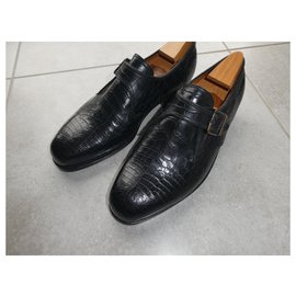 JM Weston-pair of moccasins with buckle W jm weston new breeding crocodile 6.5E-Black