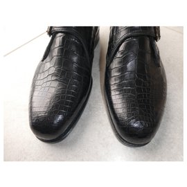 JM Weston-pair of moccasins with buckle W jm weston new breeding crocodile 6.5E-Black