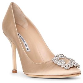Manolo Blahnik Hangisi 105 bombas de cetim champanhe Outro