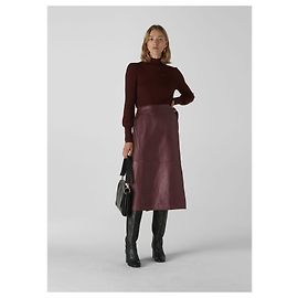 Falda midi cruzada de cuero burdeos de Whistles Otro
