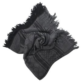 Gucci-gucci, new gray and black wool and silk stole-Dark grey