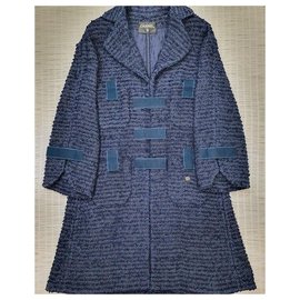 Chanel-2018 manteau en tweed métallisé-Bleu Marine