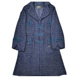 Chanel-2018 manteau en tweed métallisé-Bleu Marine
