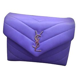 Saint Laurent Brinquedo Lou Lou em couro Roxo