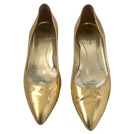 Sergio Rossi Escarpins à talons bas dorés Doré