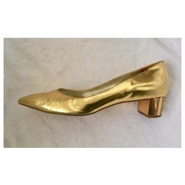 Sergio Rossi-Golden low heeled pumps-Golden