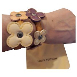 Pulseira wrap Louis Vuitton Flowers em couro Multicor