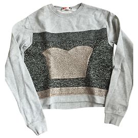 Msgm Grey Cotton Sweater M Grey