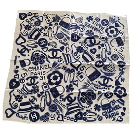 Chanel-foulard do chanel-Branco,Azul