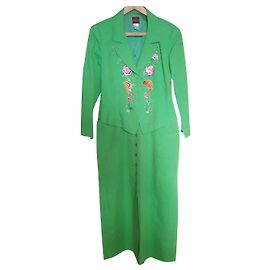 Tailleur jupe KENZO LIN, été, joliment brodé Vert clair