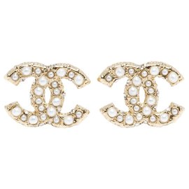 Chanel-CC DIAMANTES E PÉROLAS-Dourado