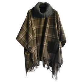 Max & Co Wool blend & real leather poncho/cape Brown Taupe