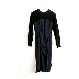 Sportmax Wool & Knit Ruched Dress Navy blue