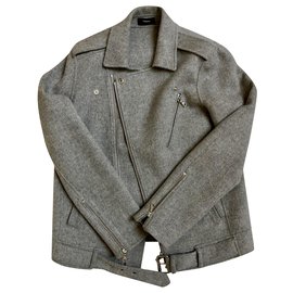 Theory-lined-face wool and cashmere-blend biker jacket Tralsmin-Grey