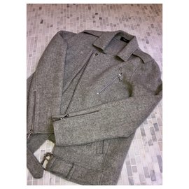 Theory-lined-face wool and cashmere-blend biker jacket Tralsmin-Grey