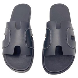 Hermès-SANDAL HERMES MEN IZMIR BLACK NEW-Black