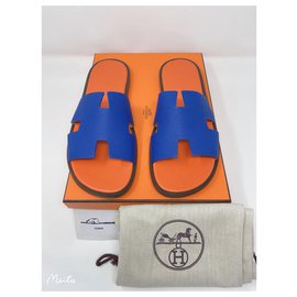 Hermès-HERMES SANDALE IZMIR EPSOM 44,5 IT-Blue,Orange