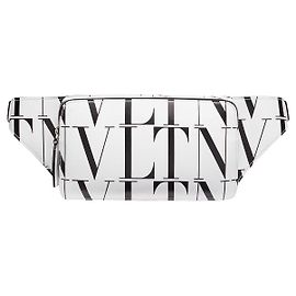 VALENTINO GARAVANI VLTN ZEIT LEDER GÜRTELTASCHE Schwarz Weiß