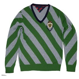 Suéter Tommy Hilfiger de lã verde e cinza listrado Verde Cinza