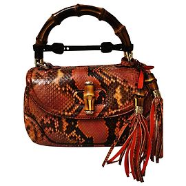 Sac Gucci Bamboo Top Handle en Python Corail Corail