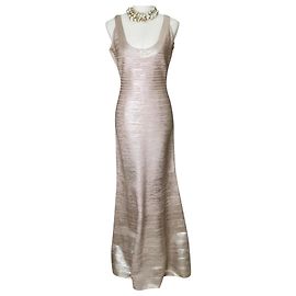 Herve Leger langes goldenes Kleid Golden