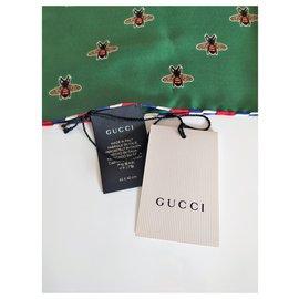 Gucci-Pañuelo de seda Gucci-Verde oliva