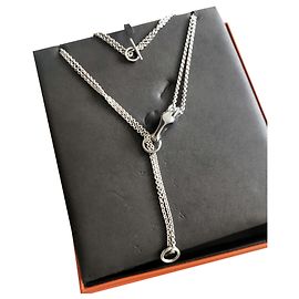 Hermès Collar de plata de caballo Hermes Galop Hardware de plata