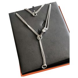 Hermès-Colar de prata de cavalo Hermes Galop-Hardware prateado