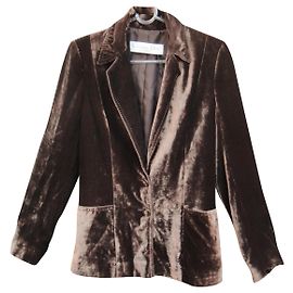Christian Dior Boutique t giacca in velluto moiré 40 Marrone scuro