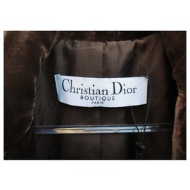 Christian Dior-Jaqueta Christian Dior Boutique t moiré veludo 40-Castanho escuro