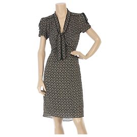 Diane Von Furstenberg DvF Miss Kitt Seidenkleid Schwarz Mehrfarben