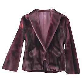 Loewe Fur Jacket Red Black Red