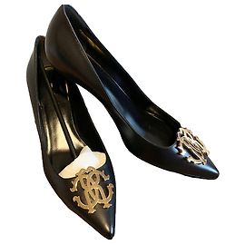 Roberto Cavalli Black leather decolleté Black