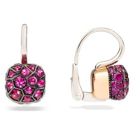 Pomellato-POMELLATO NUDO EARRINGS IN WHITE GOLD AND ROSE GOLD WITH RUBY-Red,Golden
