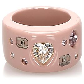 Bague strass CC rose Chanel Marron Rose Beige Autre