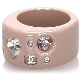 Chanel-Chanel Pink CC Strass Ring-Braun,Pink,Beige,Andere