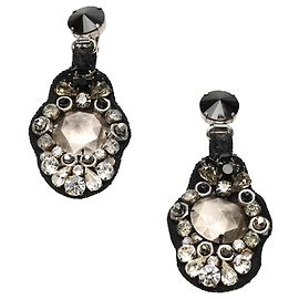 Prada Black Crystal Drop Earrings Black Silvery