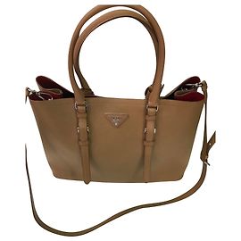 Prada Gold Grained Leather Handbag with Shoulder Strap Other