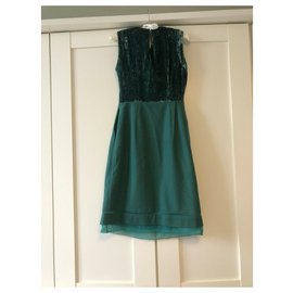 Pringle Of Scotland-Wool dress with velvet-Green