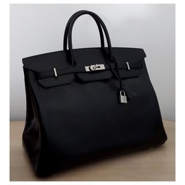 Hermès-Hermes Birkin 40 en cuir box noir-Noir
