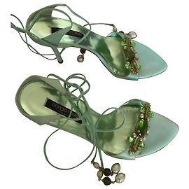 Sergio Rossi Sandalen aus Satin Hellgrün Hellgrün