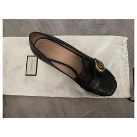 Gucci-Marmont pump in fringed leather-Black