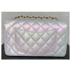 Chanel-Iridescent Ivory Classic Mini Quilted Single Flap-White