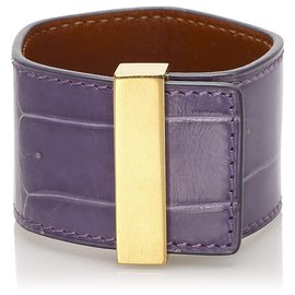 Céline-Celine Purple Leather Cuff-Golden,Purple