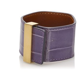 Céline-Celine Purple Leather Cuff-Golden,Purple