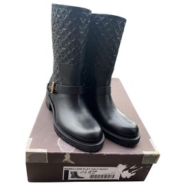 LOUIS VUITTON CL0154 Boots 38.5 Black Authentic Women Used from Japan