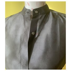 Max Mara-Camisa de seda negra-Negro