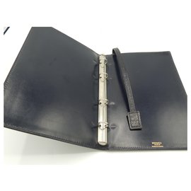 Hermès-HERMES AGENDA GM IN OSTRICH NAVY BLUE-Navy blue