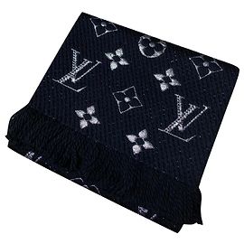 Sciarpa Louis Vuitton Logomania Shine nera Schwarz